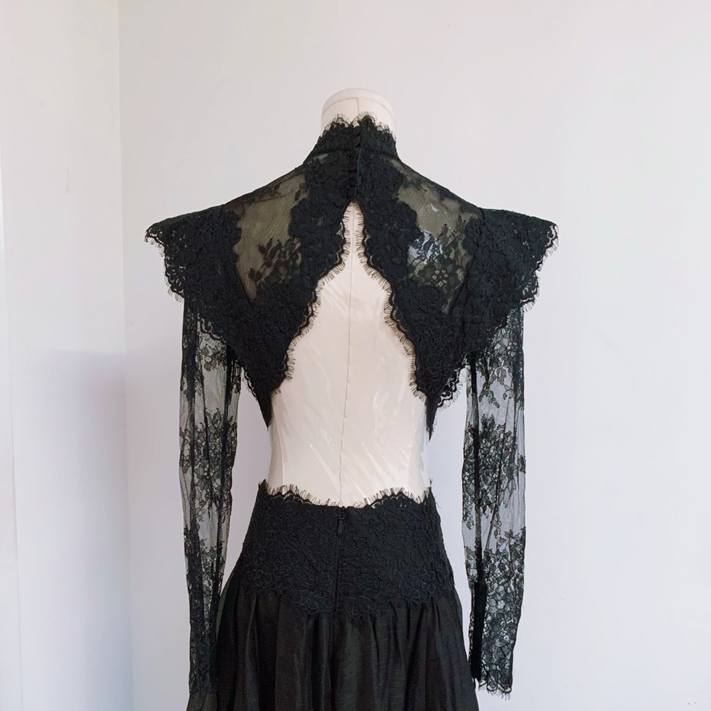 NWOT Authentic ZIMMERMANN Sensory lace linen and silk midi dress Size 1 Black - Picture 11 of 16